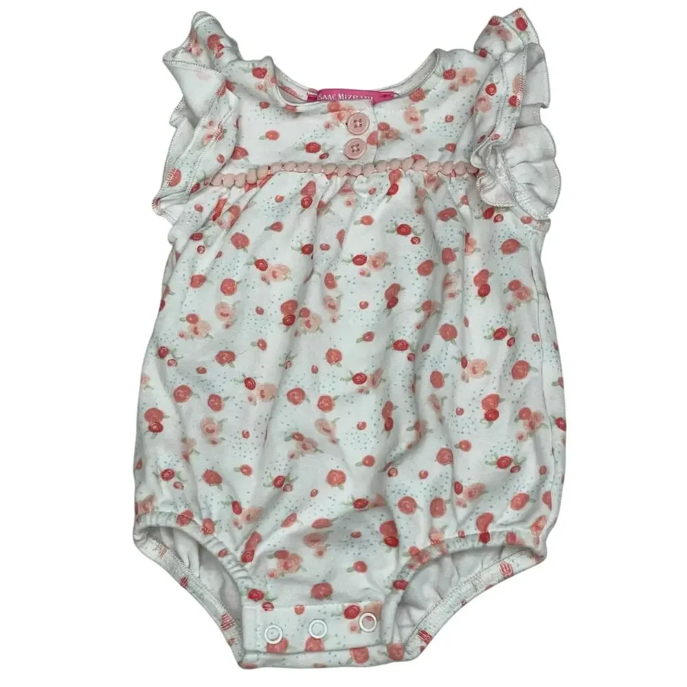 Isaac Mizrahi New York Baby Girl Pink Floral Onesie Size 3-6 Months